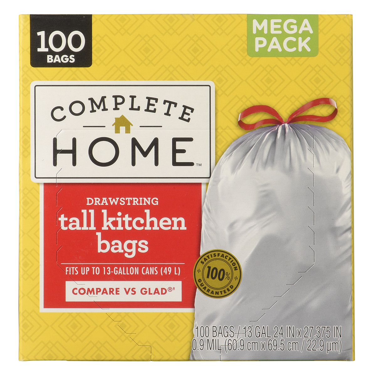 Aluf Plastics Tall Kitchen 13 Gallon Drawstring Trash Bags 0.9 MIL - (