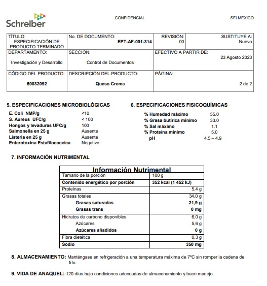 QUESO CREMA ACIDIFICADO 22.5 KG product image