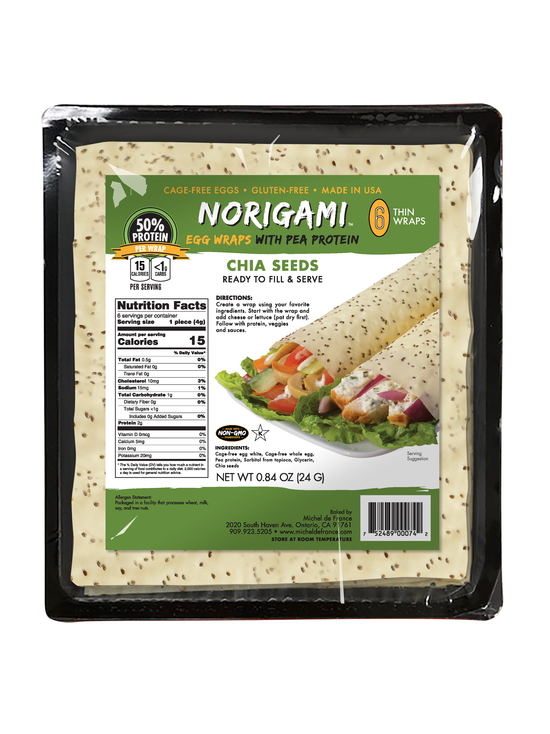 Norigami Egg Wraps Pea Protein & Chia Seeds product image