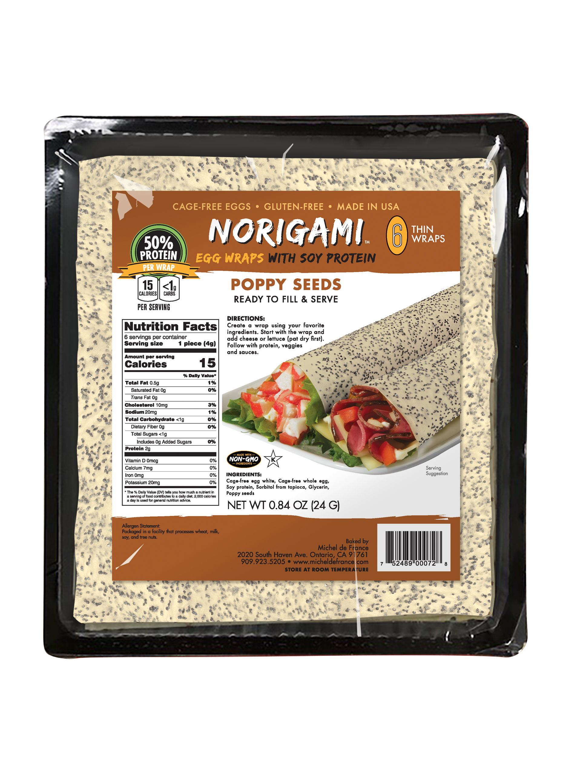Norigami Egg Wraps Pea Protein & Poppy Seeds product image