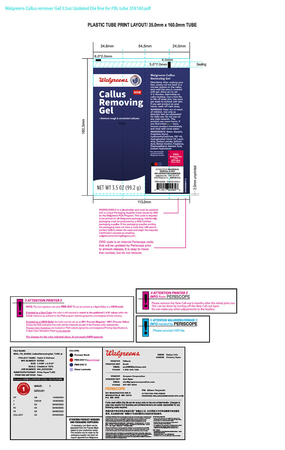 WALG CALLUS REMOVING GEL 3.5OZ product image