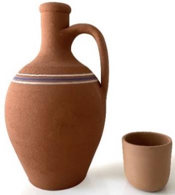 SOP-2R - CLAY PITCHER WITH 6 Pcs MUGS RED SMALL product image