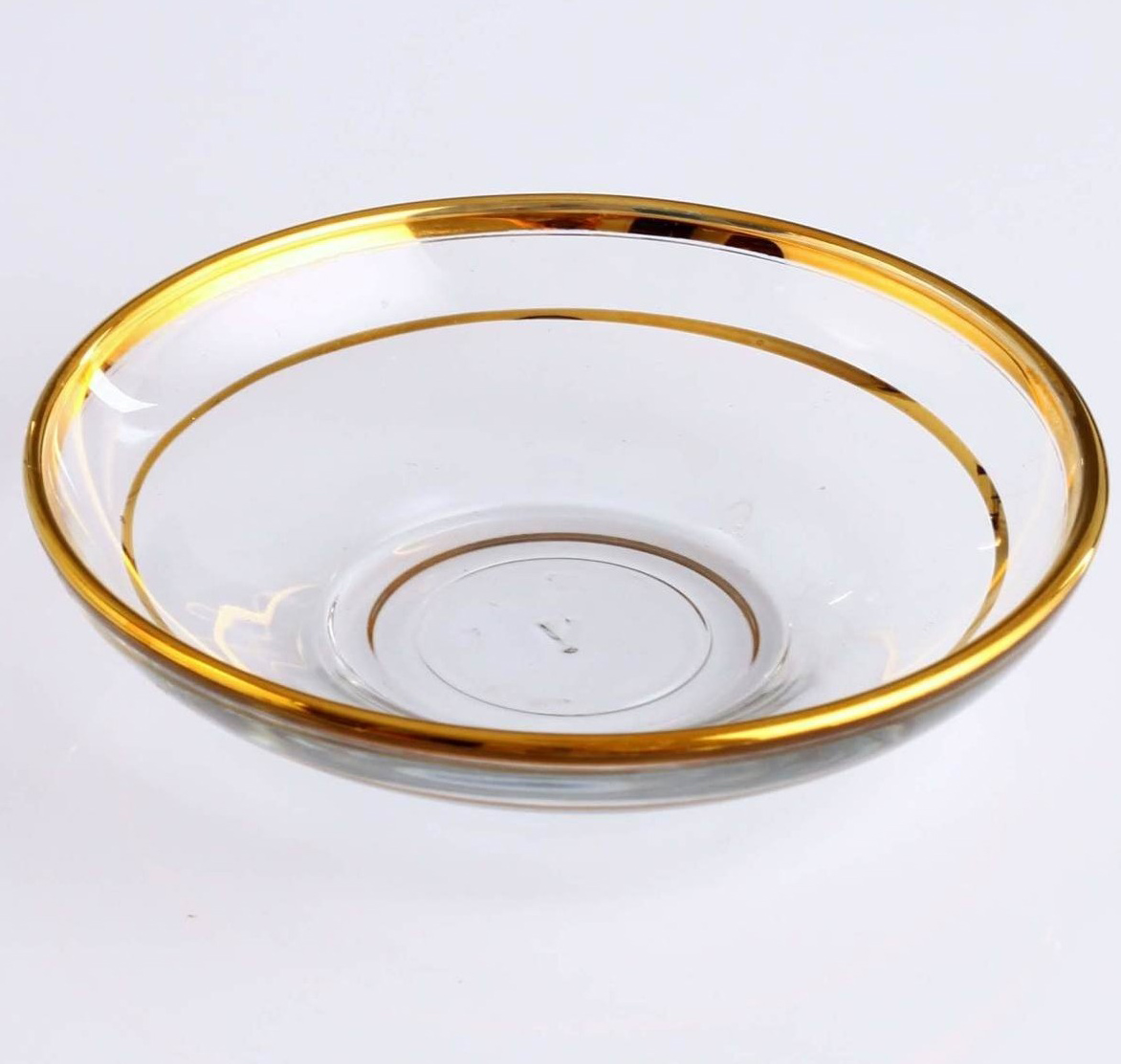 54201-G - PASABAHCE TEA SAUCERS w AIDA GOLDEN TRIM (bx=6 ea, ct=12 box) 72 pcs product image
