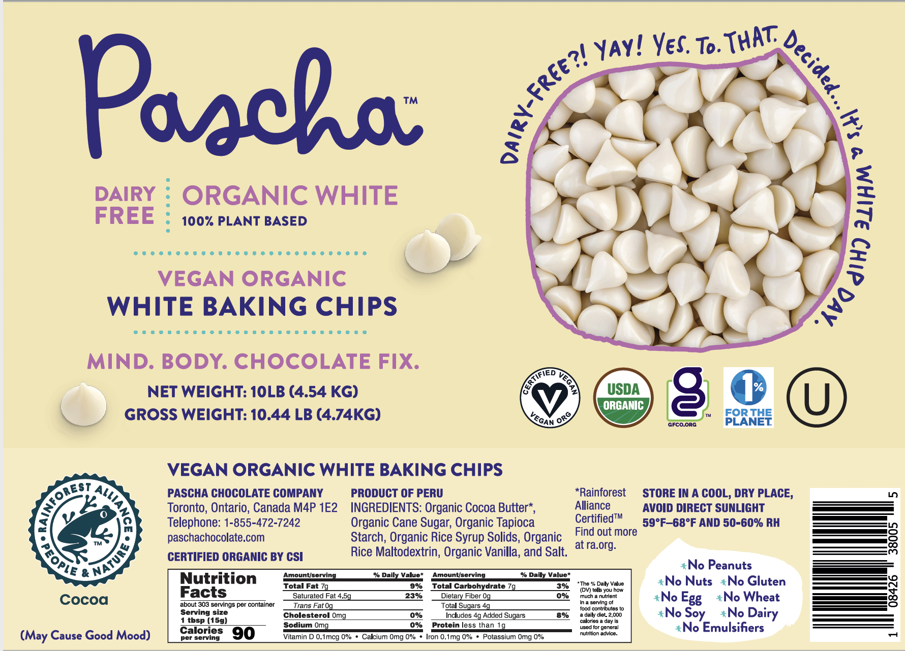 Bulk Organic Vegan White Baking Chips - 10 lb product image