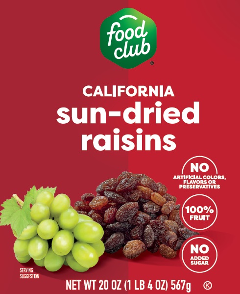 Food Club® California Sun-Dried Raisins 20oz Canister - Case of 12 product image