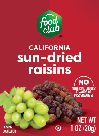 Food Club® California Sun-Dried Raisins 6-Pack/1oz Cartons - Case product image