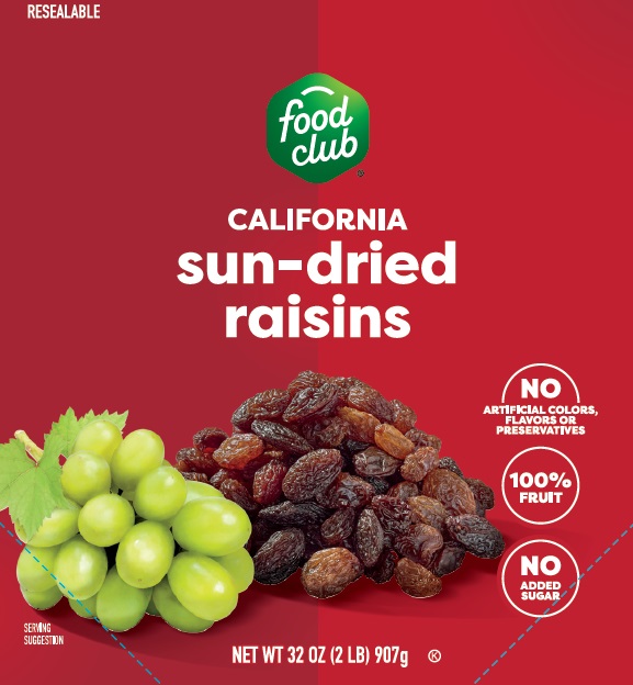 Food Club® California Sun-Dried Raisins 32oz Bag - Case of 6 product image