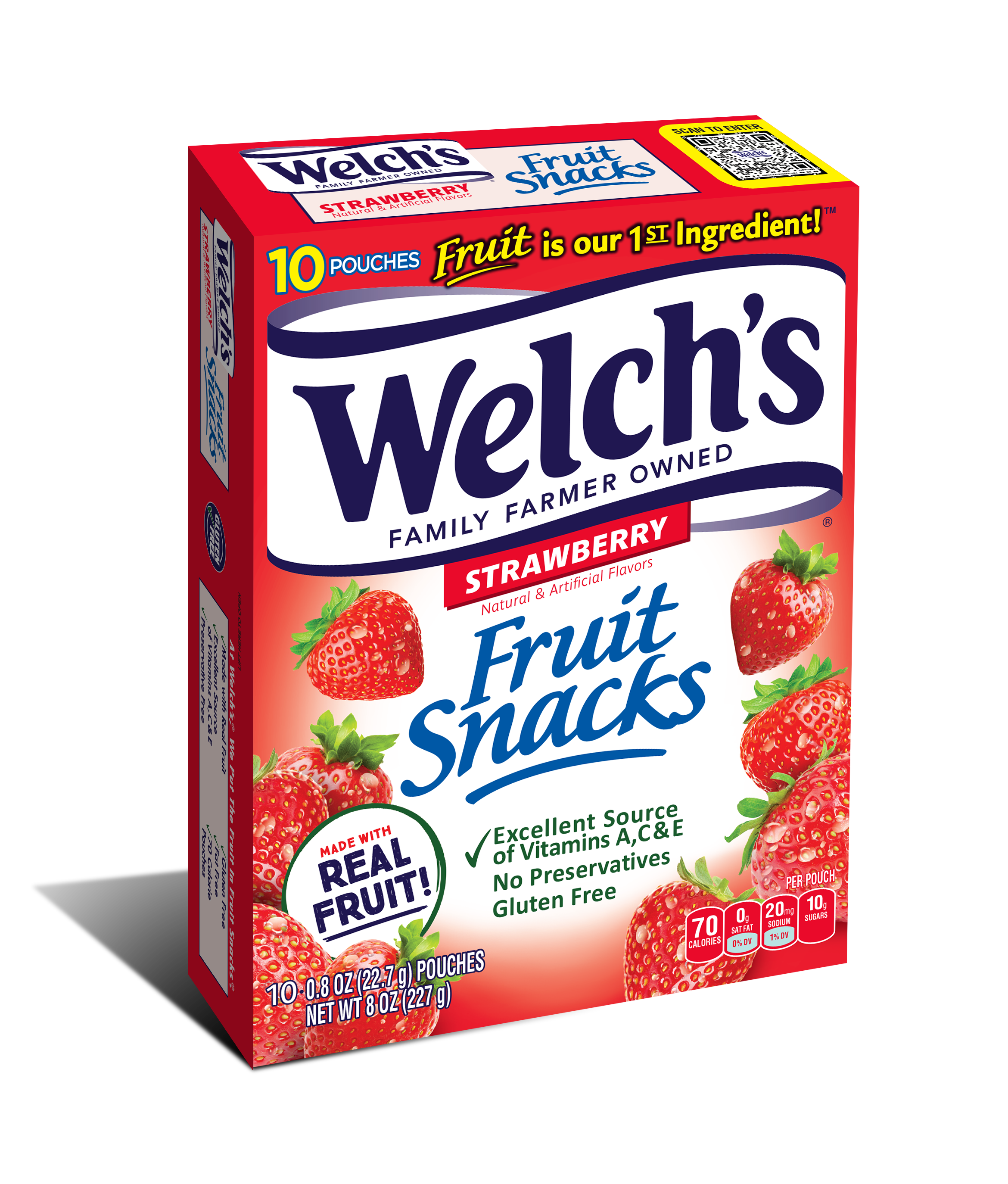 0.8 oz WELCH'S Fruit Snacks Strawberry 8x10ct - Candy - PIM Brands 