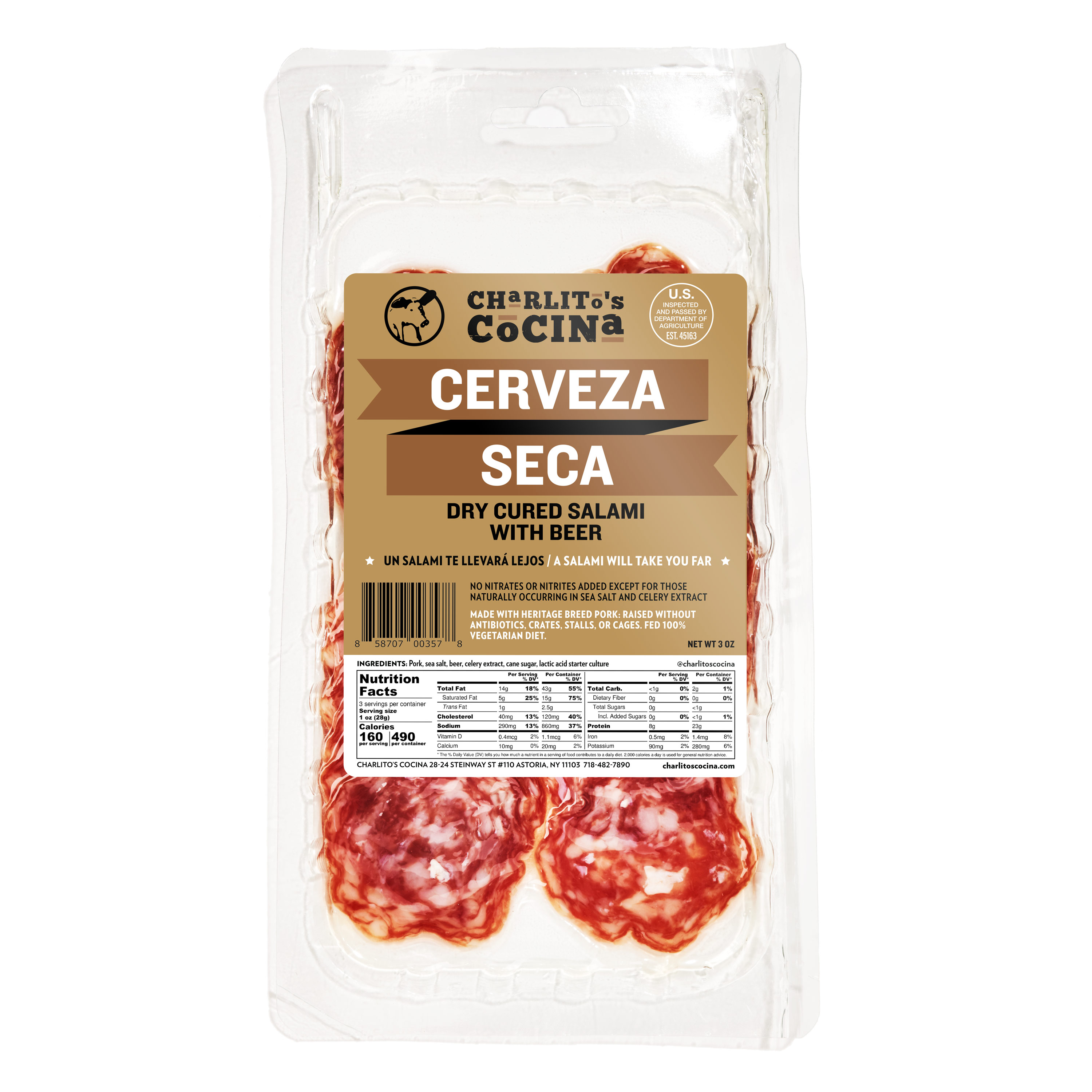 Cerveza Seca - Dry Cured Beer Salami presliced product image