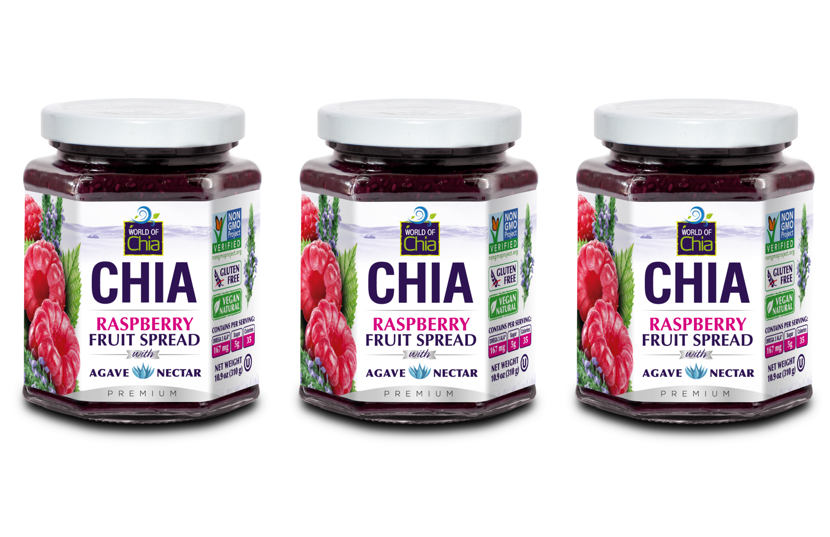 Set of 3 10.9 Oz Chia Raspberry Fruit Spread Premium product image