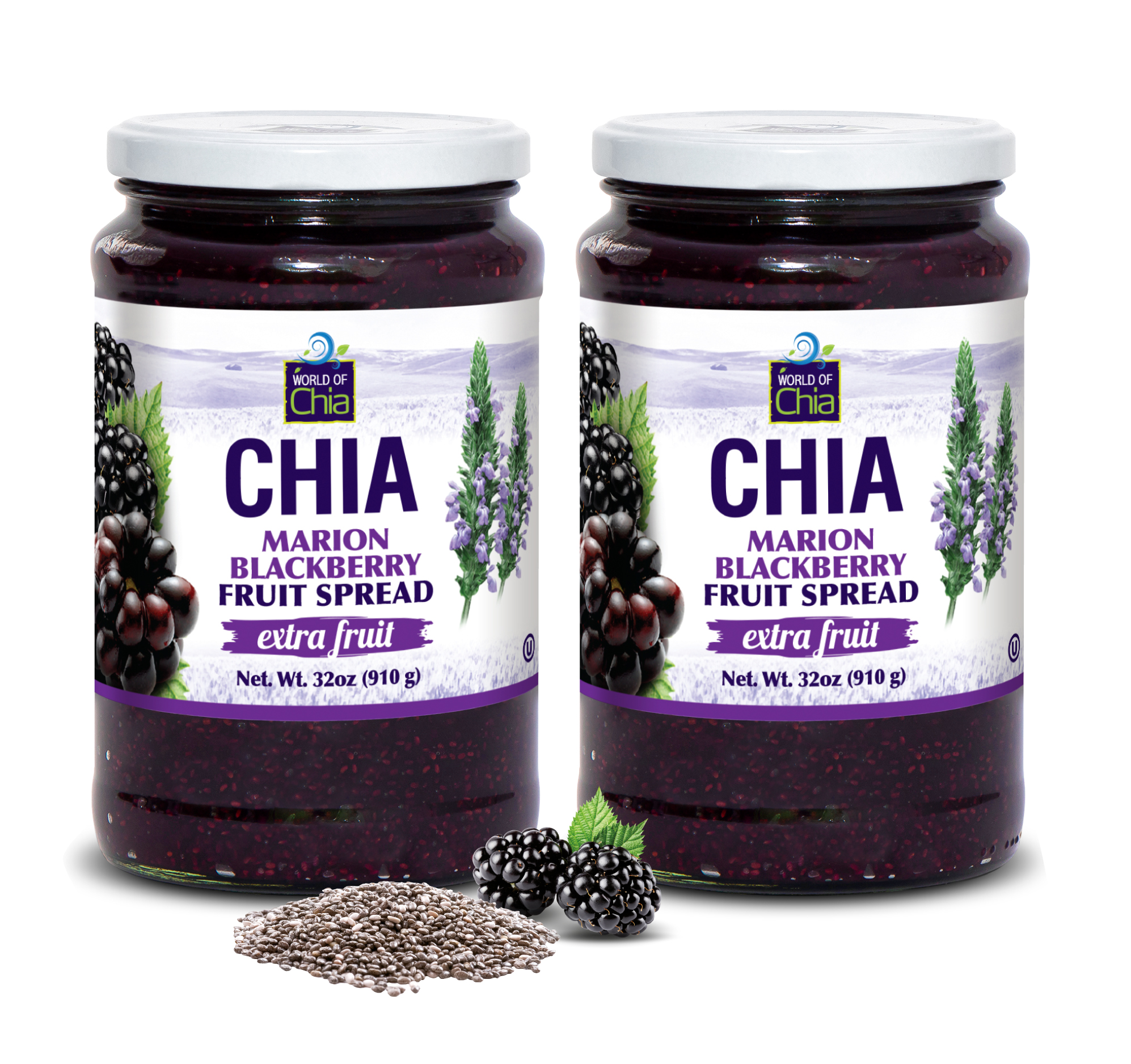 Set 2 Marion Blackberry Chia Fruit Spread 32 Oz Extra Fruit product image