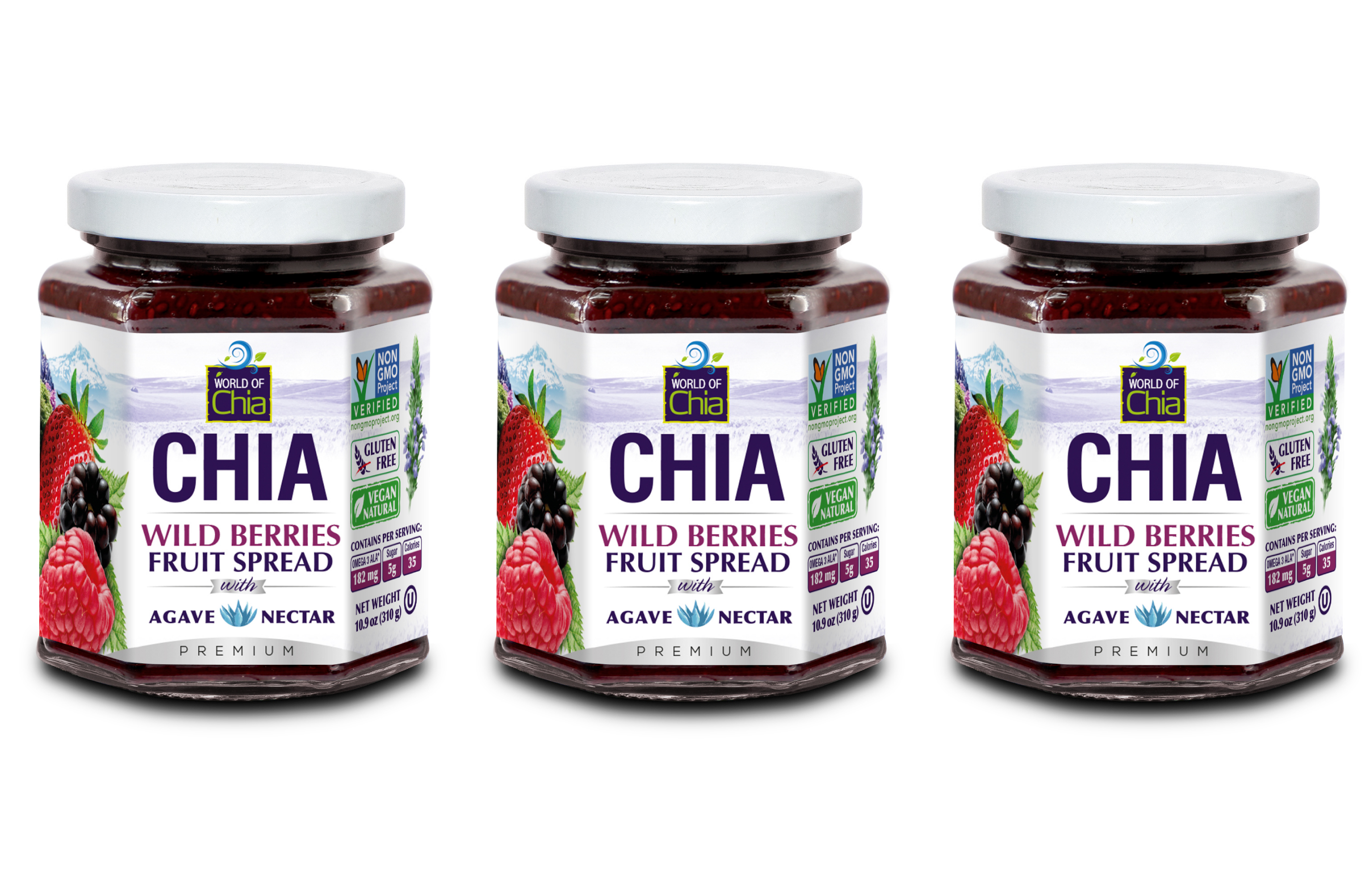 Set of 3 10.9 Oz Chia Wildberry Fruit Spread Premium product image