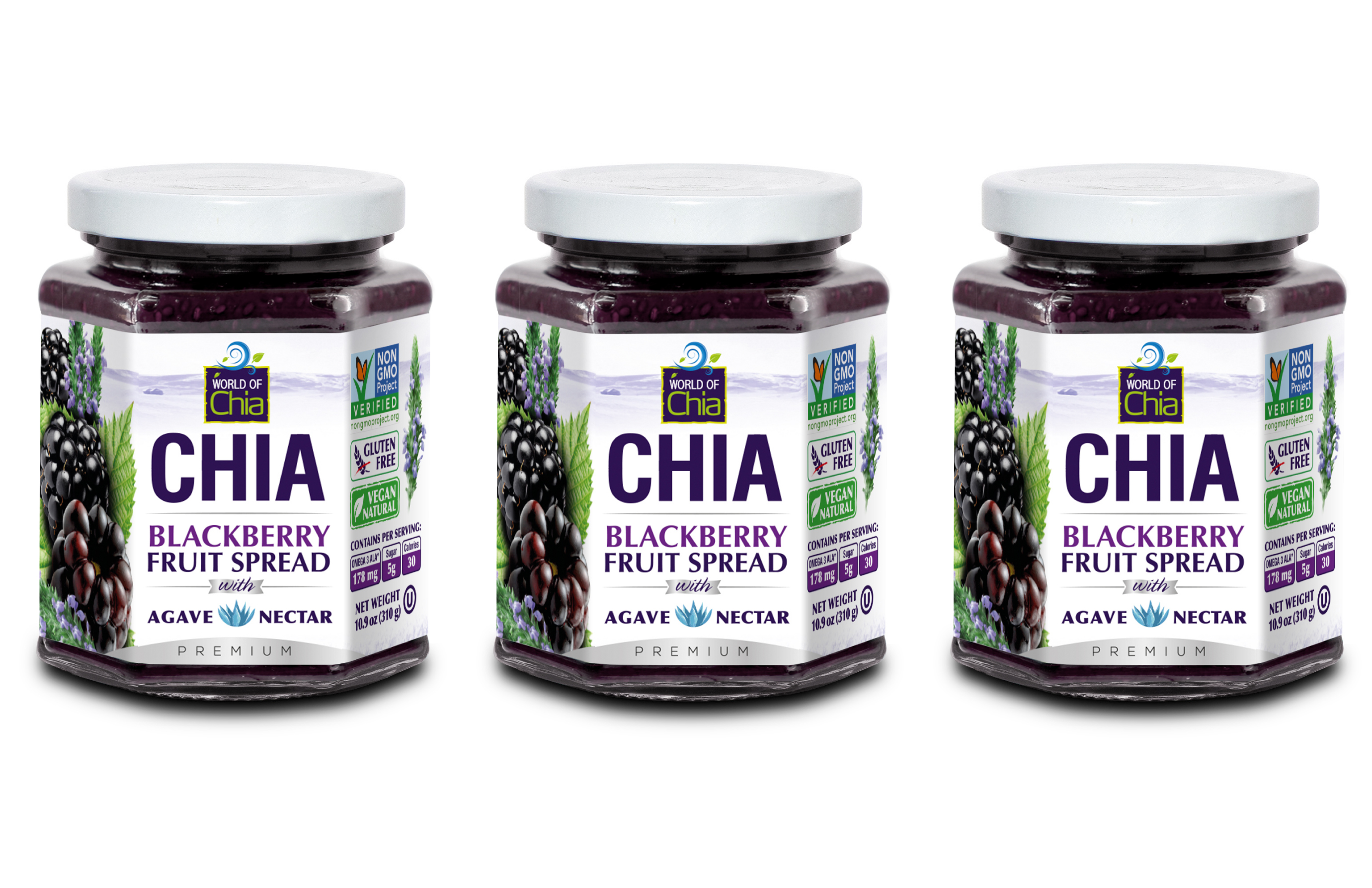 Set of 3 10.9 Oz Chia Blackberry Fruit Spread Premium product image