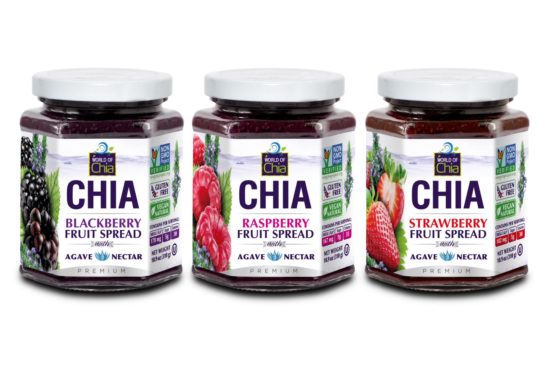 Set of 3 Chia Frt Spread 10.9 Oz each Prm (Strawberry, Raspberry, Blackberry) product image