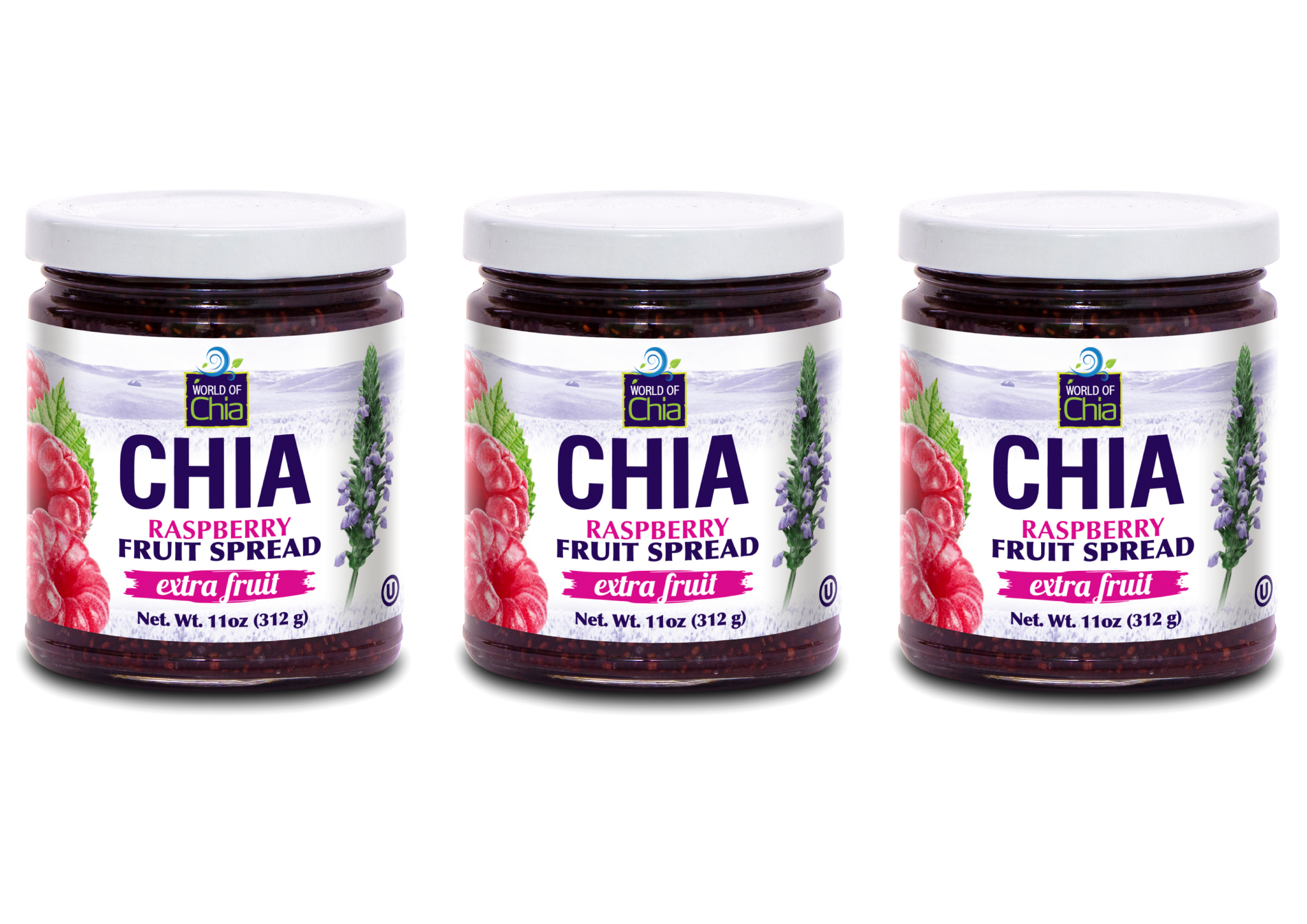 Set of 3 11 Oz Chia Raspberry Fruit Spread Extra Fruit product image