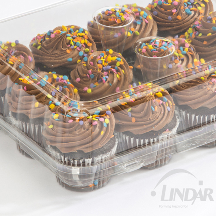 0222 RPET 12 CT CUPCAKE TALL TRADITIONAL CELL HINGED CONTAINER product image