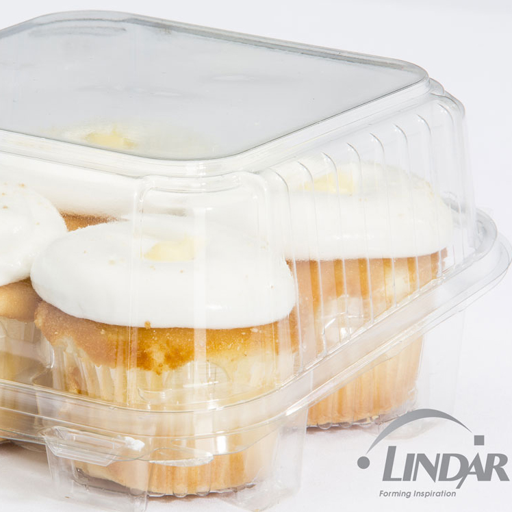 0214 4 CT CUPCAKE TALL TRADTIONAL CELL HINGED CONTAINER W/ (NATUREWORKS) LABEL product image