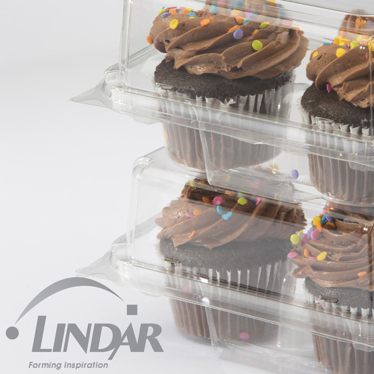 0202 RPET 2 CT CUPCAKE OR MUFFIN TRADITIONAL CELL HINGED CONTAINER product image