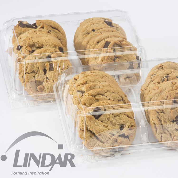00813 RPET 10 CT DOUBLE ROW COOKIE HINGED CONTAINER product image
