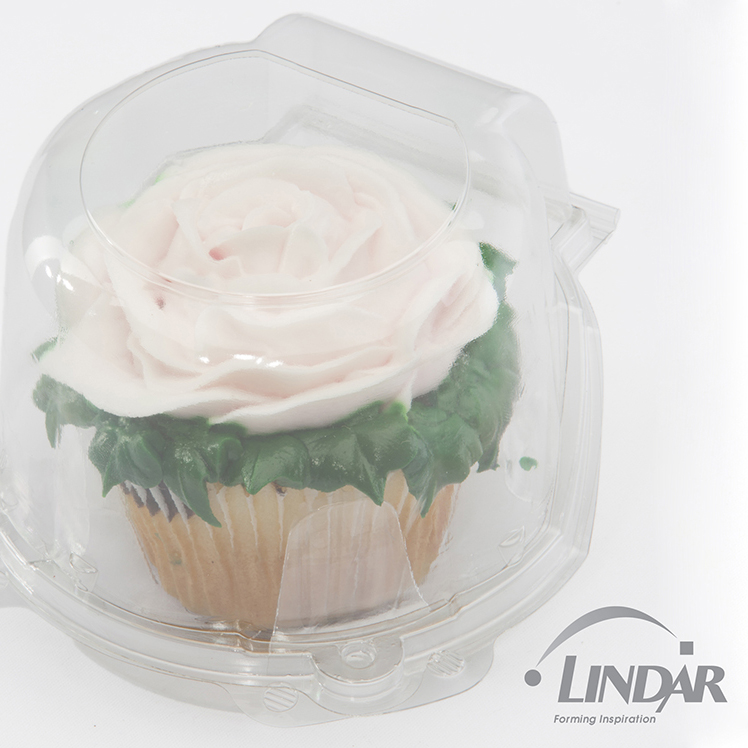 0112 PLA SINGLE CUPCAKE/MUFFIN LARGE CELL HINGED CONTAINER product image