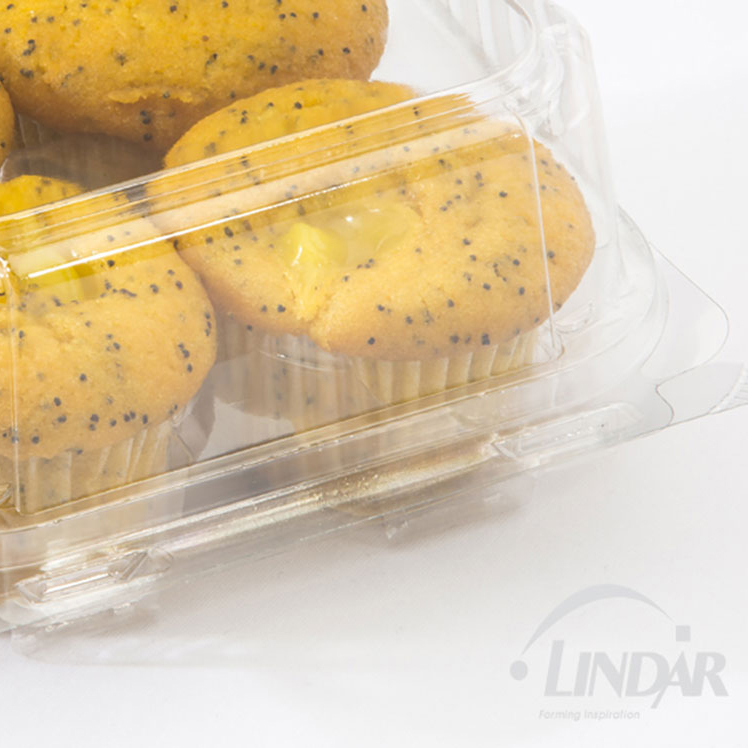 0204  4 CT MUFFIN/CUPCAKE TRADTIONAL CELL HINGED CONTAINER W/ (NATUREWORKS) LABEL product image