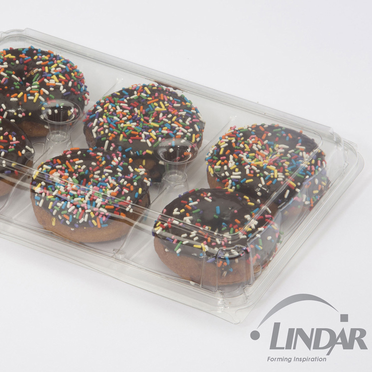 0160 RPET 6 CT ICED DONUT OR ROSSETTES HINGED CONTAINER product image