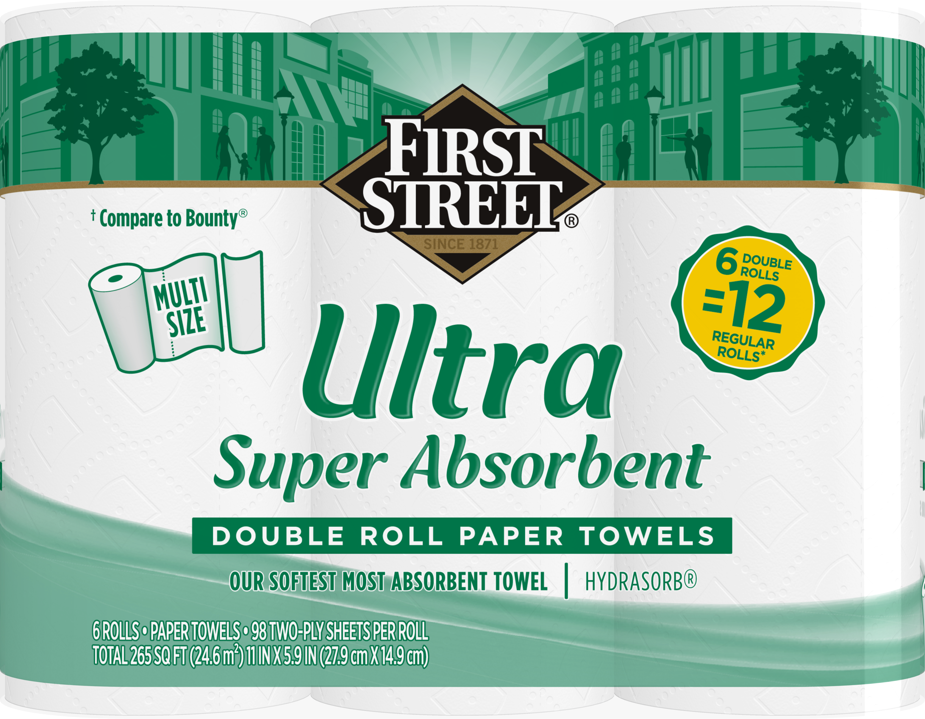 First Street Ultra Multi-Size 2-Ply Paper Towels 6 Roll product image