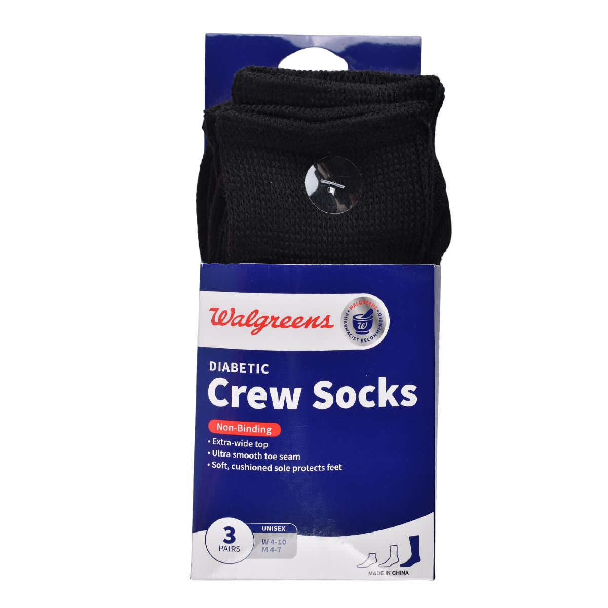 Diabetic Crew Sock Black Small 3-pairs product image
