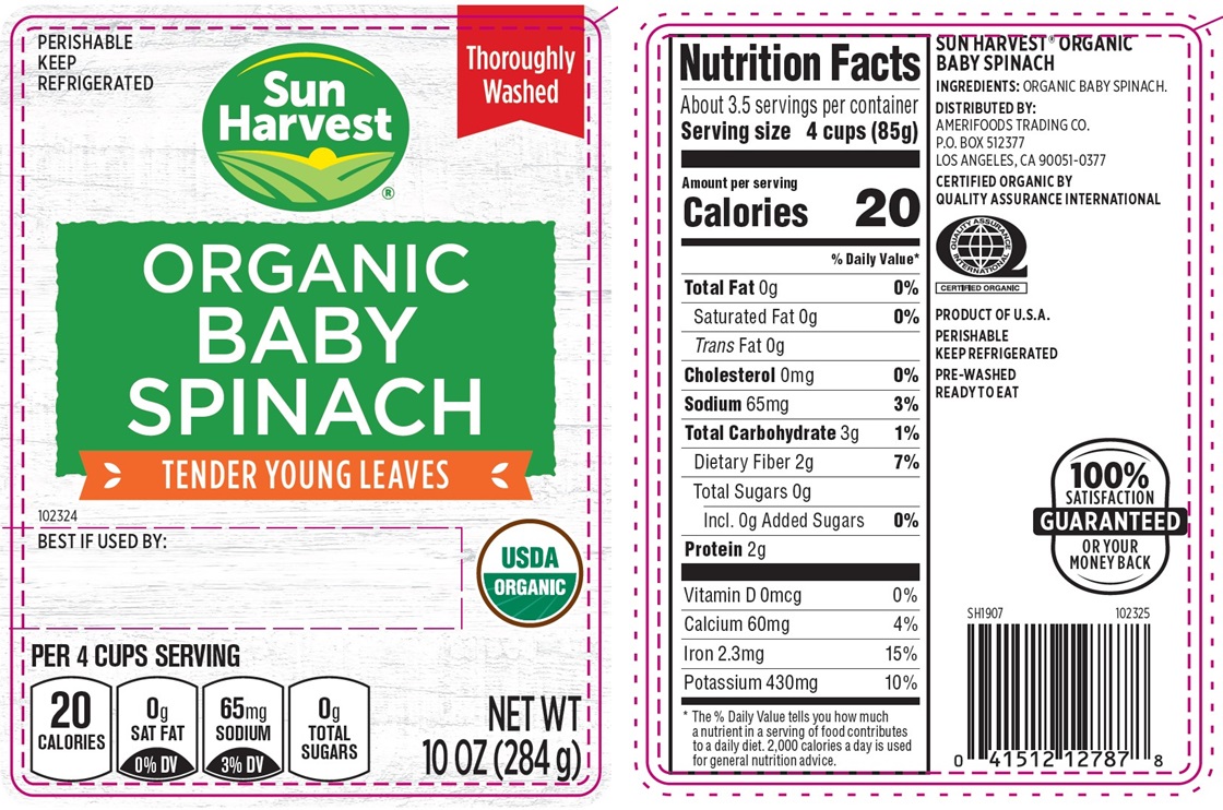 Sun Harvest Organic Baby Spinach  10oz product image