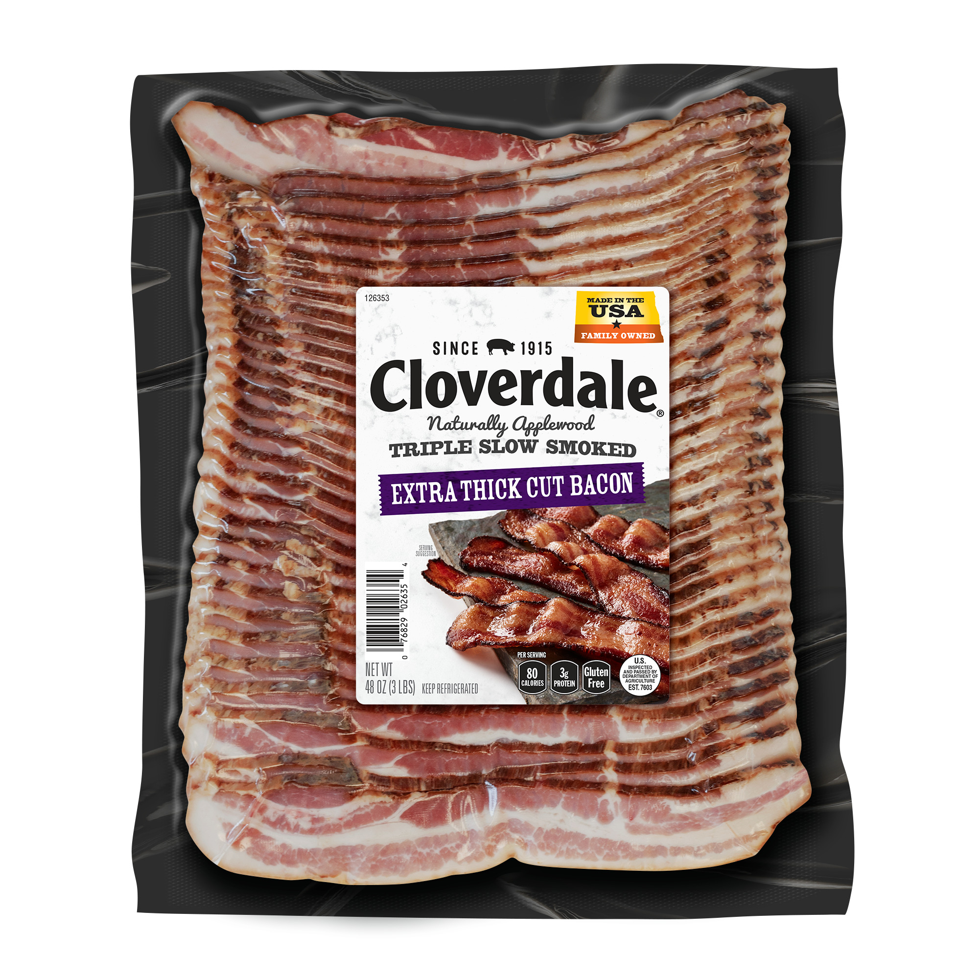 Bacon, Triple Smoked Applewood, Extra Thick Cut, Shingle, 8-10 ct., 48 oz. product image