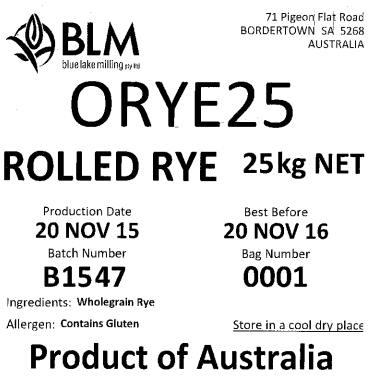 ROLLED RYE 25KG product image