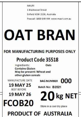 CEREFORM OAT BRAN 20KG product image