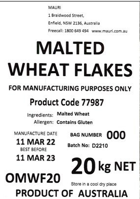 MALTED WHEAT FLAKES 20KG product image