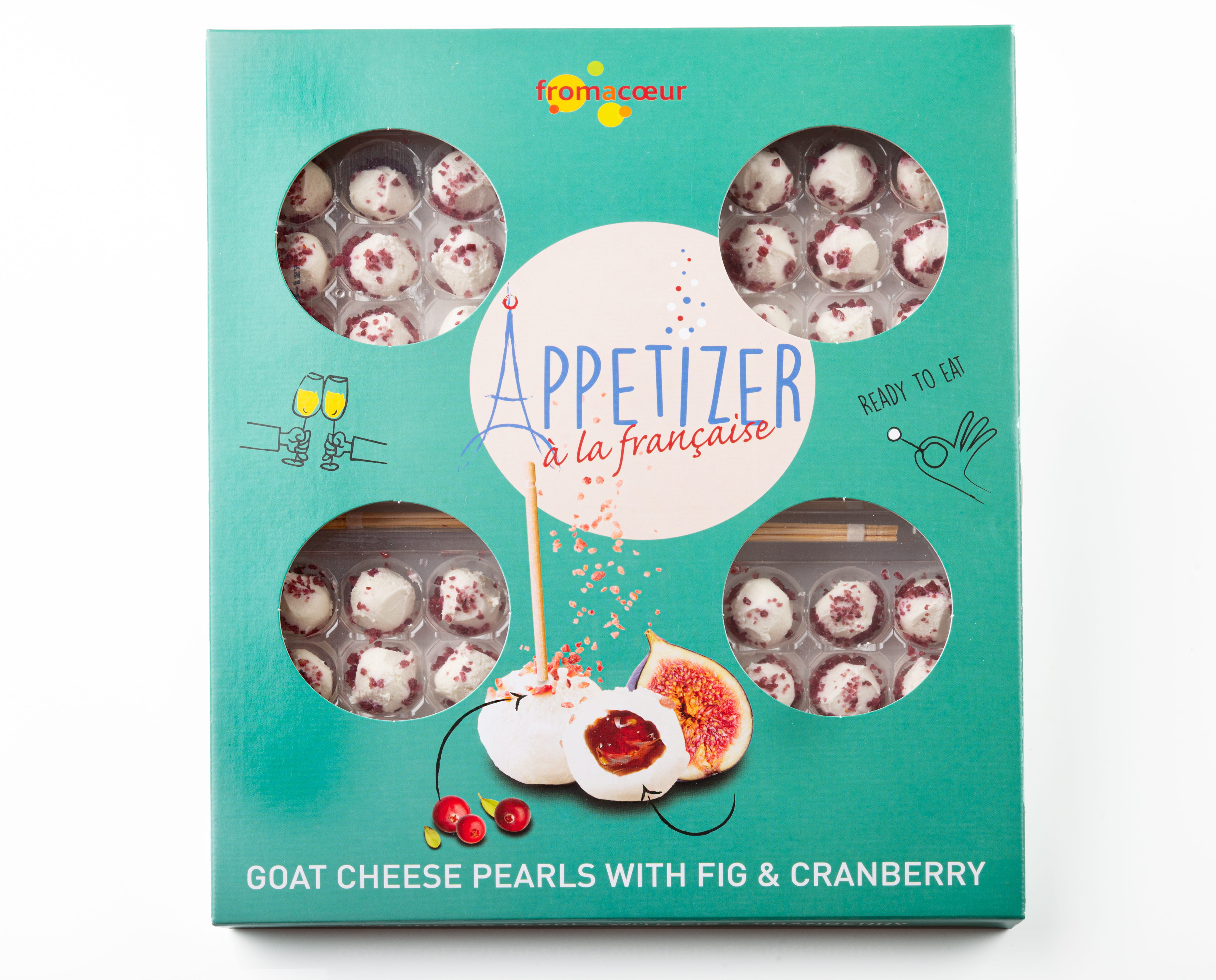 Sleeve COSTCO Goat cheese pearls stuffed with fig and topped with cranberry 4x65g FROZEN product image