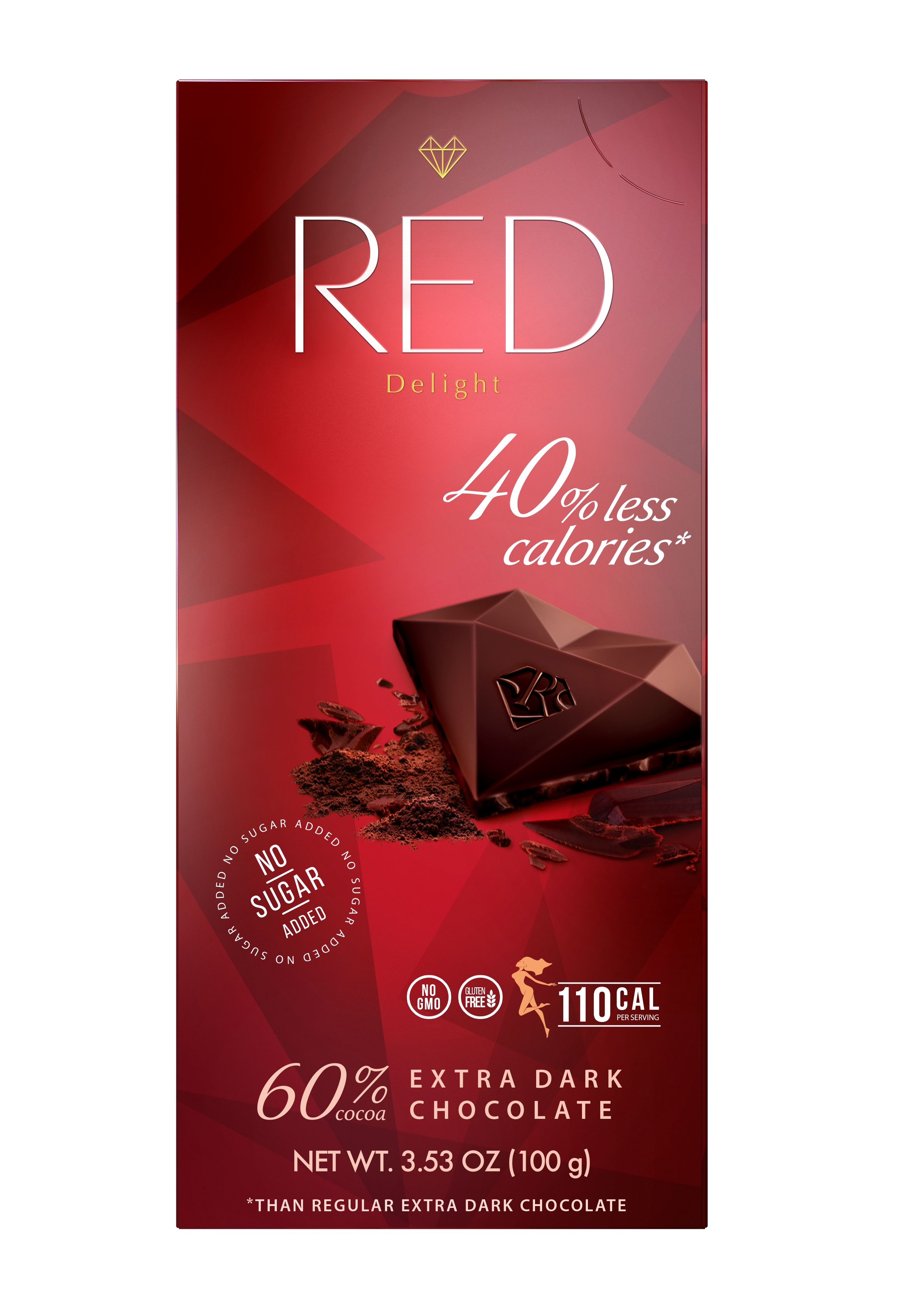 RED Extra dark chocolate with 40% reduced calories. product image