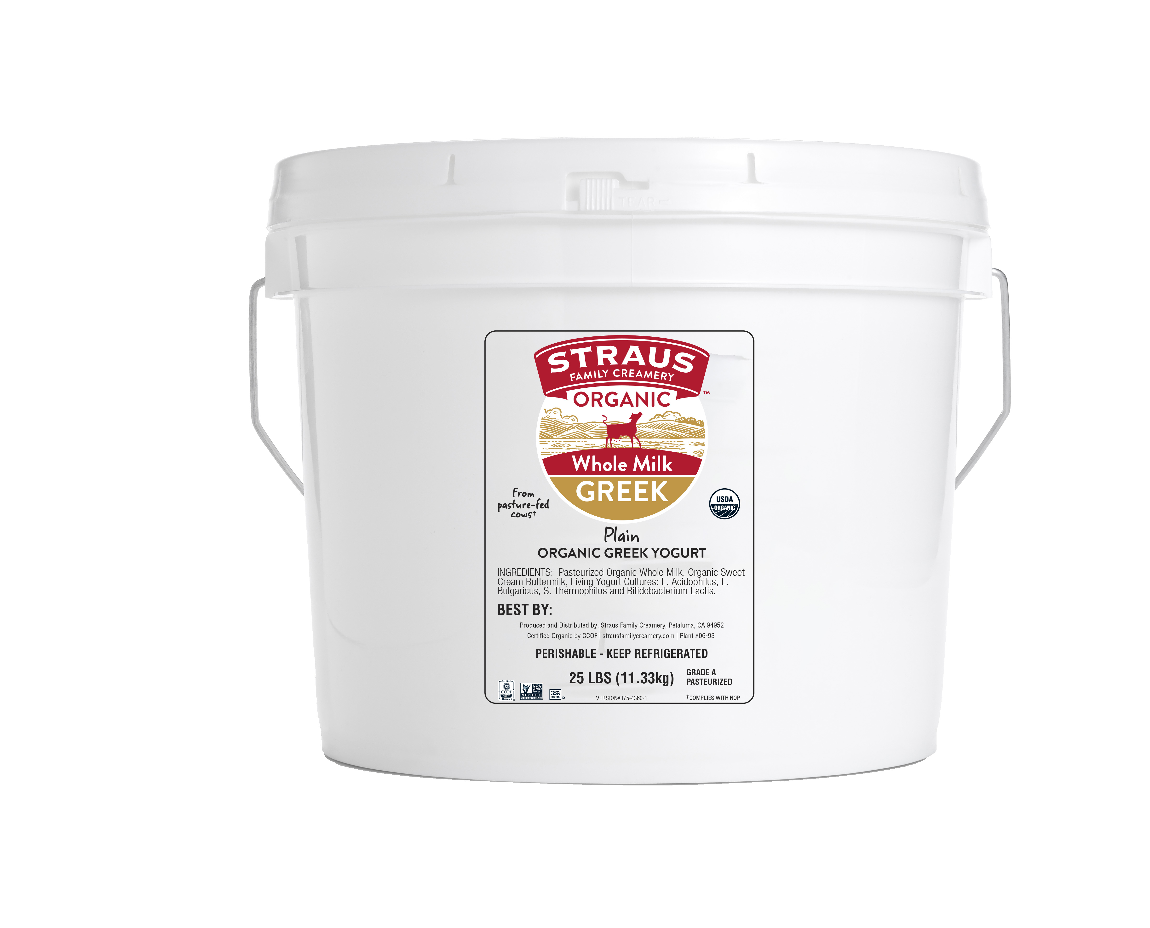 Organic Whole Milk Greek Style Yogurt Tub, 25 lb product image