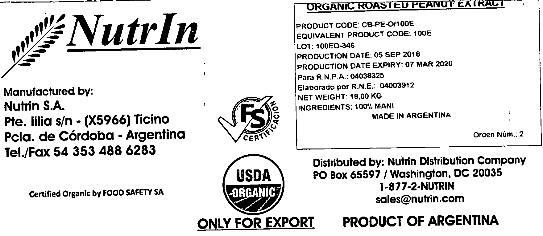 Organic Roasted Peanut Extract product image